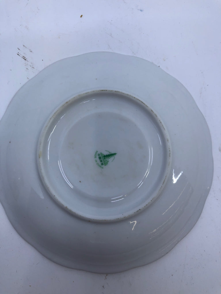 PINK ROSE, GREEN LEAVES TEACUP AND SAUCER.