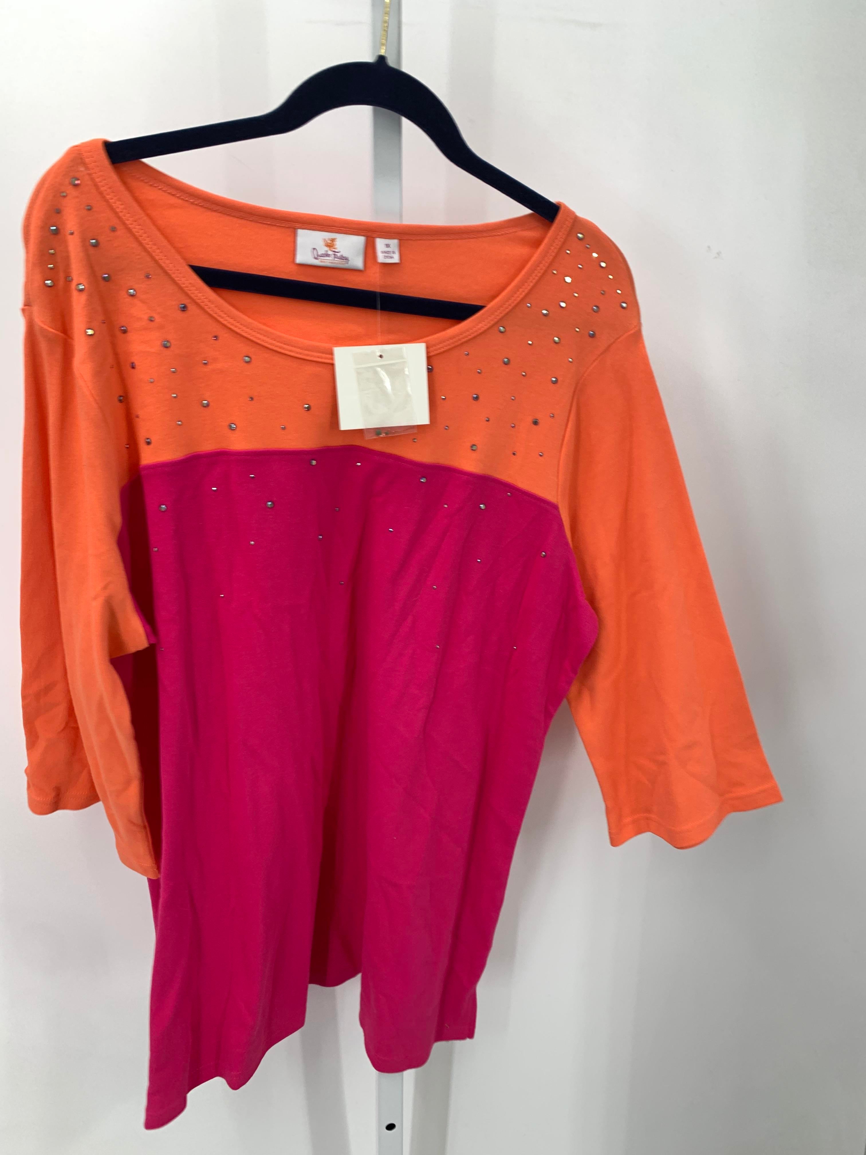 Quacker Factory Size 1X Womens 3/4 Sleeve Shirt