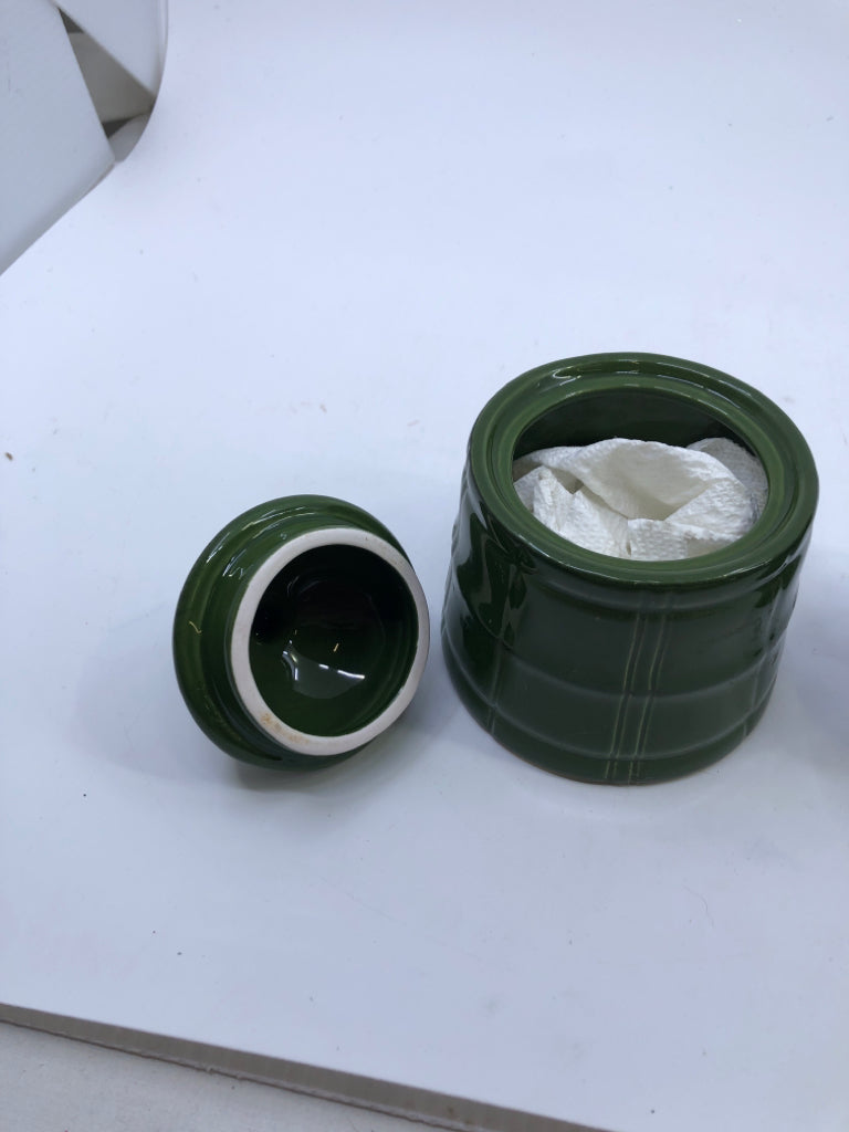 DARK GREEN TEXTURED SUG/CREAM SET.