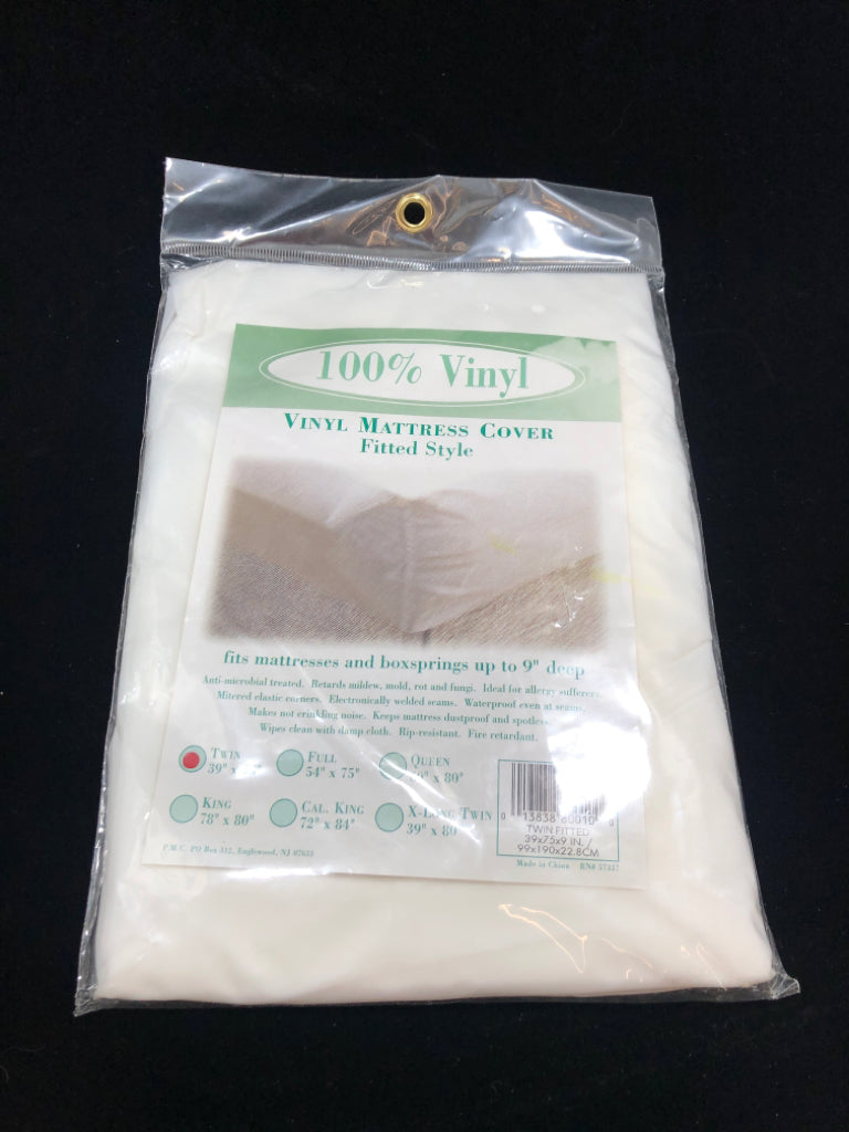 NIP TWIN VINYL MATTRESS COVER.