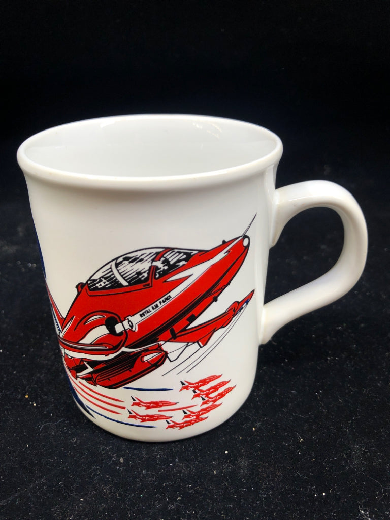 RED AND BLUE AIRPLANE MUG - ENGLAND.