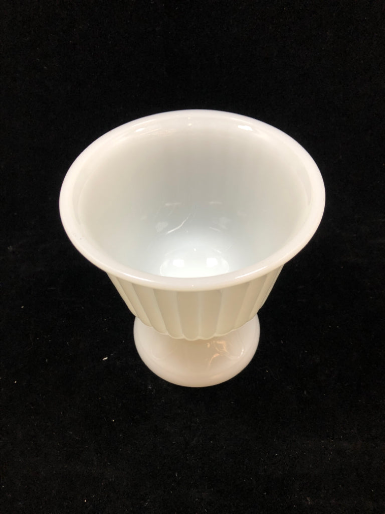 VTG MILK GLASS FOOTED VASE/ PLANTER.