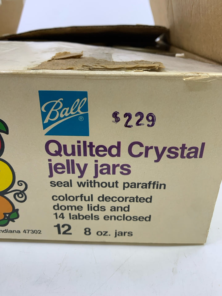 NIB 12 JELLY JARS WITH LID.