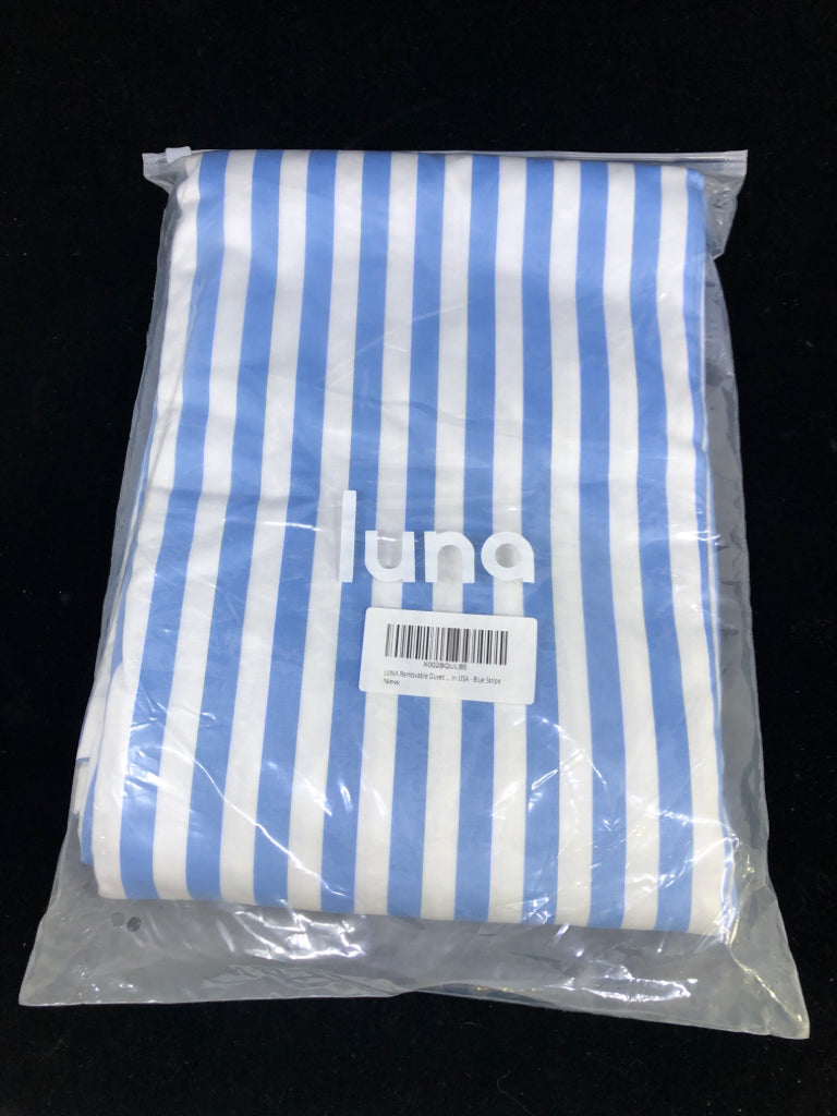 NIP QUEEN LUNA BLUE STRIPED DUVET COVER- WEIGHTED BLANKET