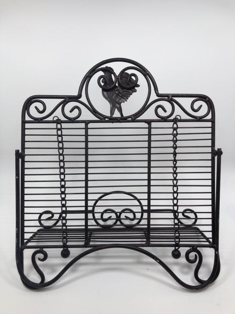 PRIMITIVE IRON ROOSTER COOKBOOK STAND.