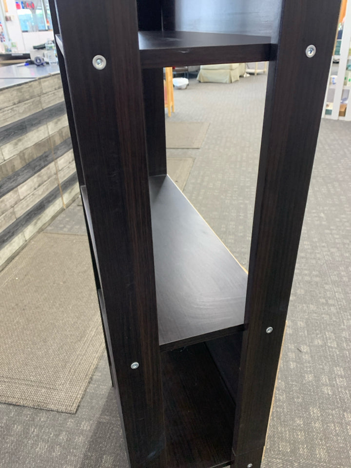 DARK BROWN 5-SHELF BOOKSHELF.