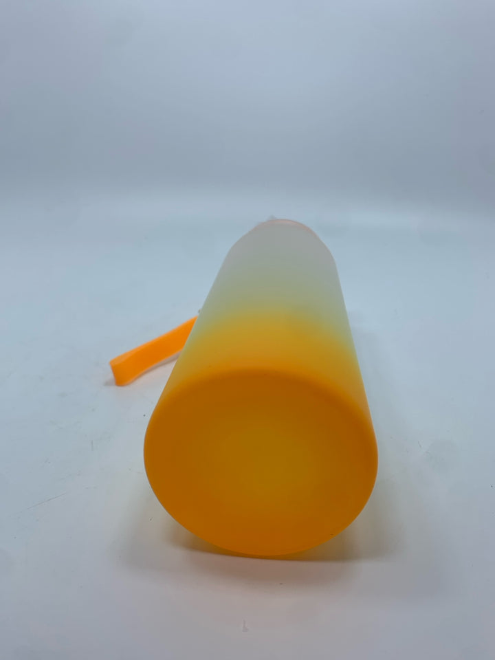 NIB FROSTED ORANGE GLASS TRAVEL CUP.