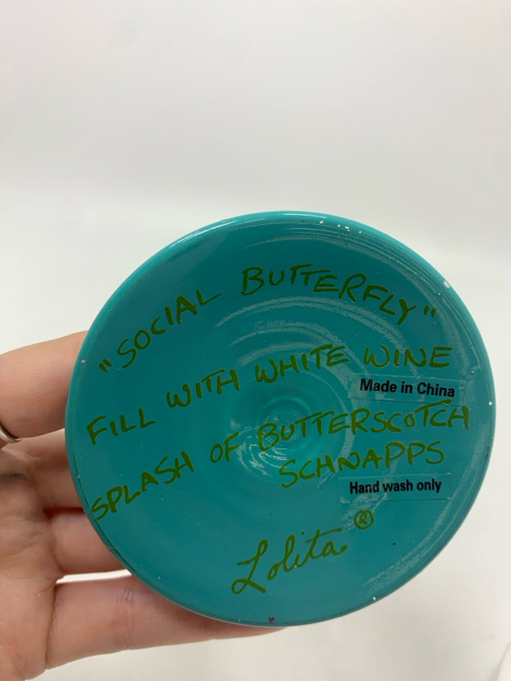 NIB LOLITA "SOCIAL BUTTERFLY" WINE GLASS.