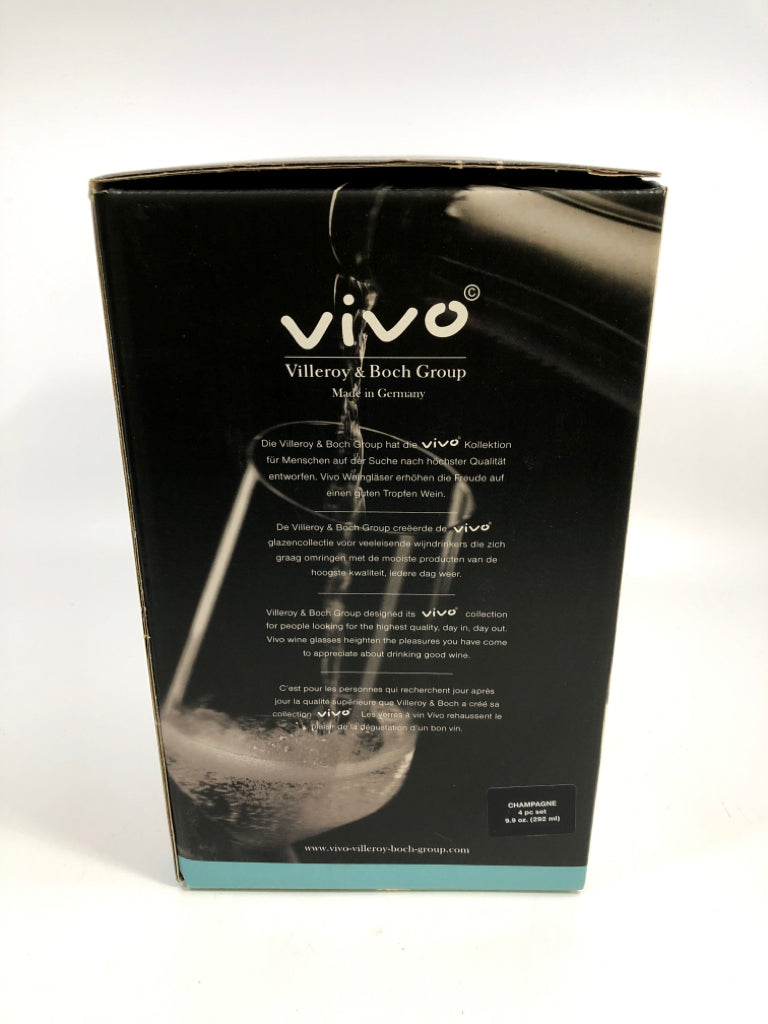 4PC VIVO CHAMPAGNE GLASSES IN BOX.