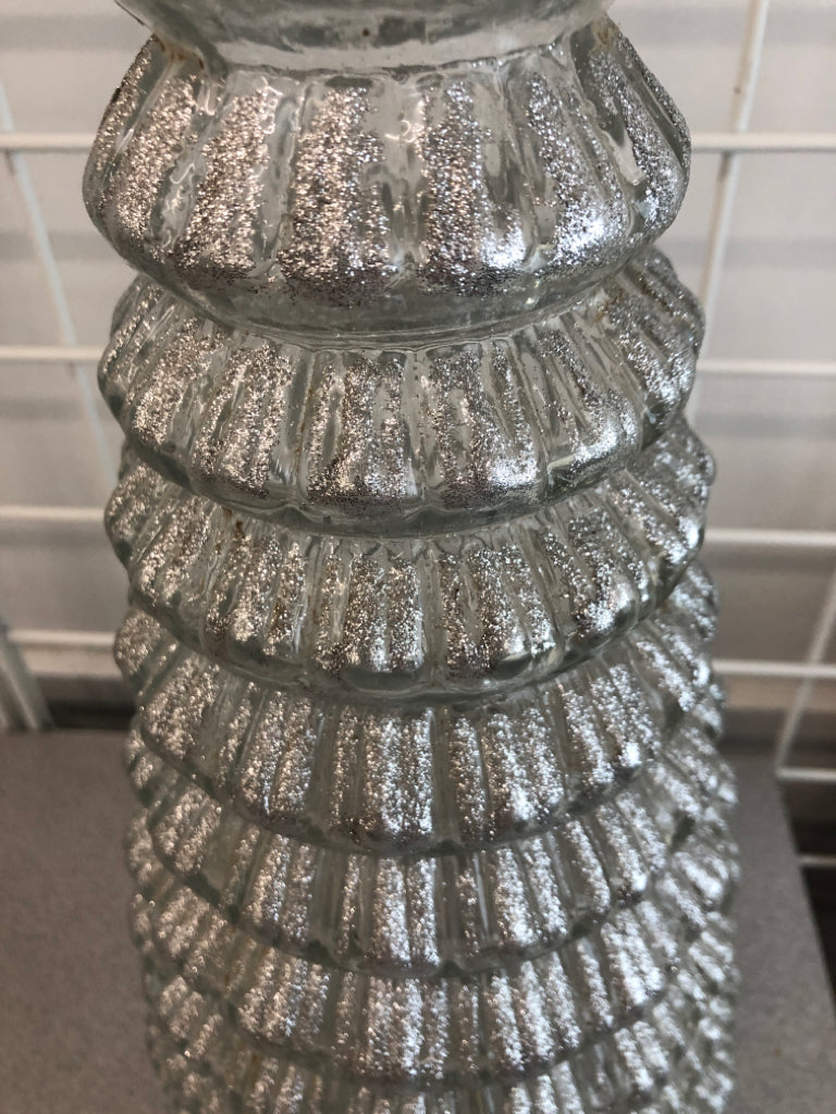 SILVER SPARKLE GLASS WINTER TREE DECOR.