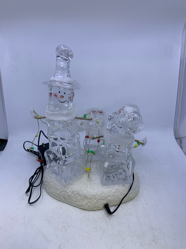 LIGHT UP ACRYLIC SNOWMAN ICE BLOCKS.