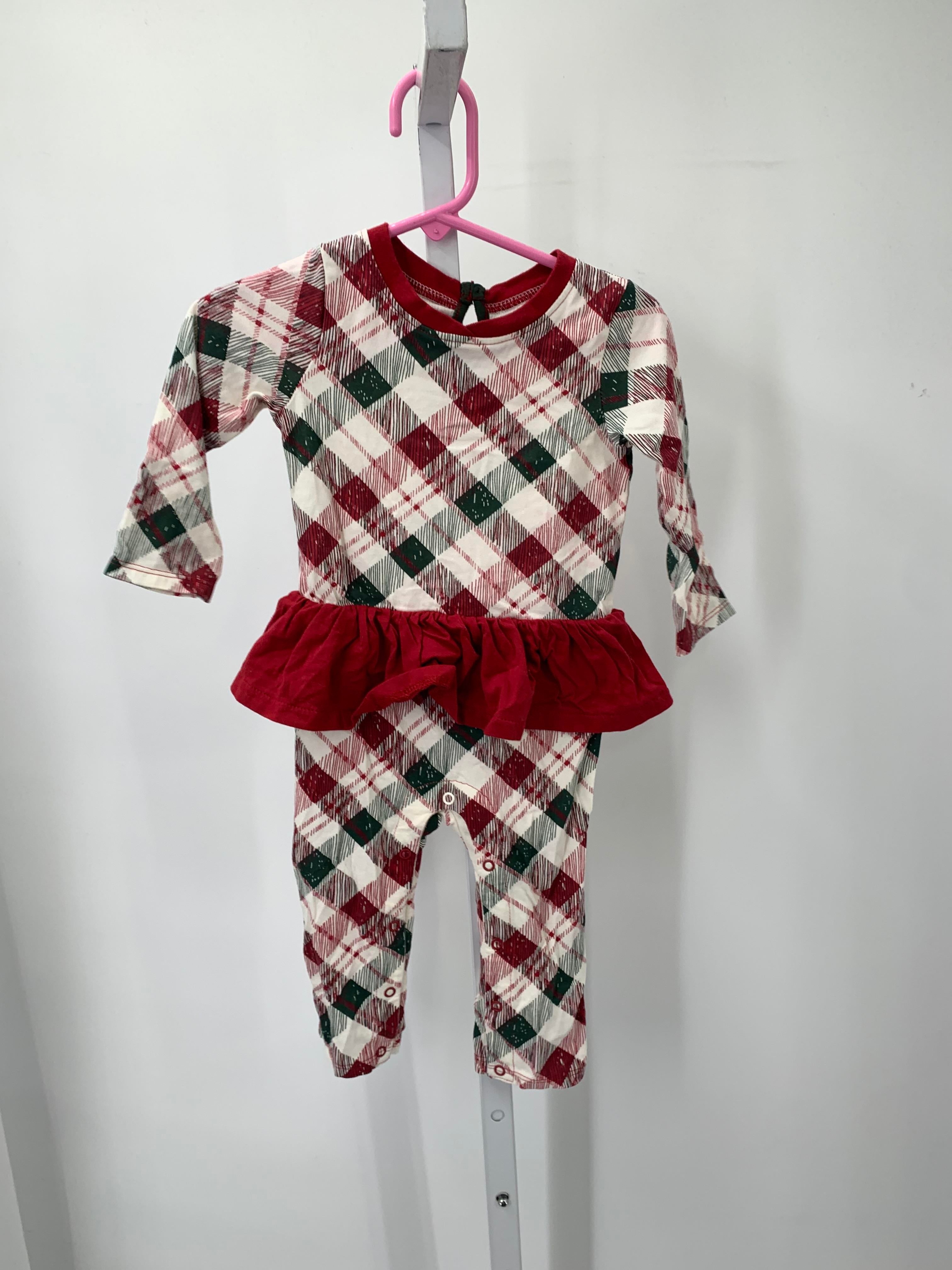 LONG SLV ROMPER GREEN PLAID