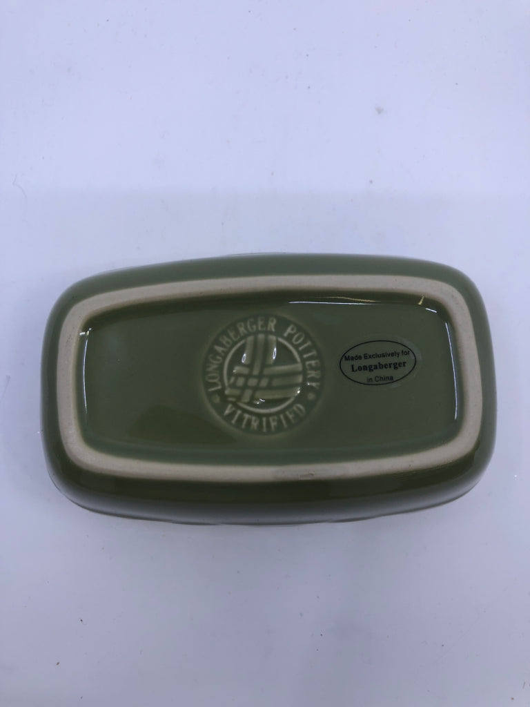 SQUARE GREEN DISH LONGABERGER.