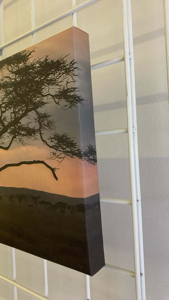 RECTANGLE ELEPHANT SILHOUETTE CANVAS WALL ART.