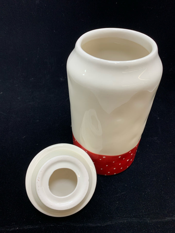 TREATS CANISTER W/RED BOTTOM.