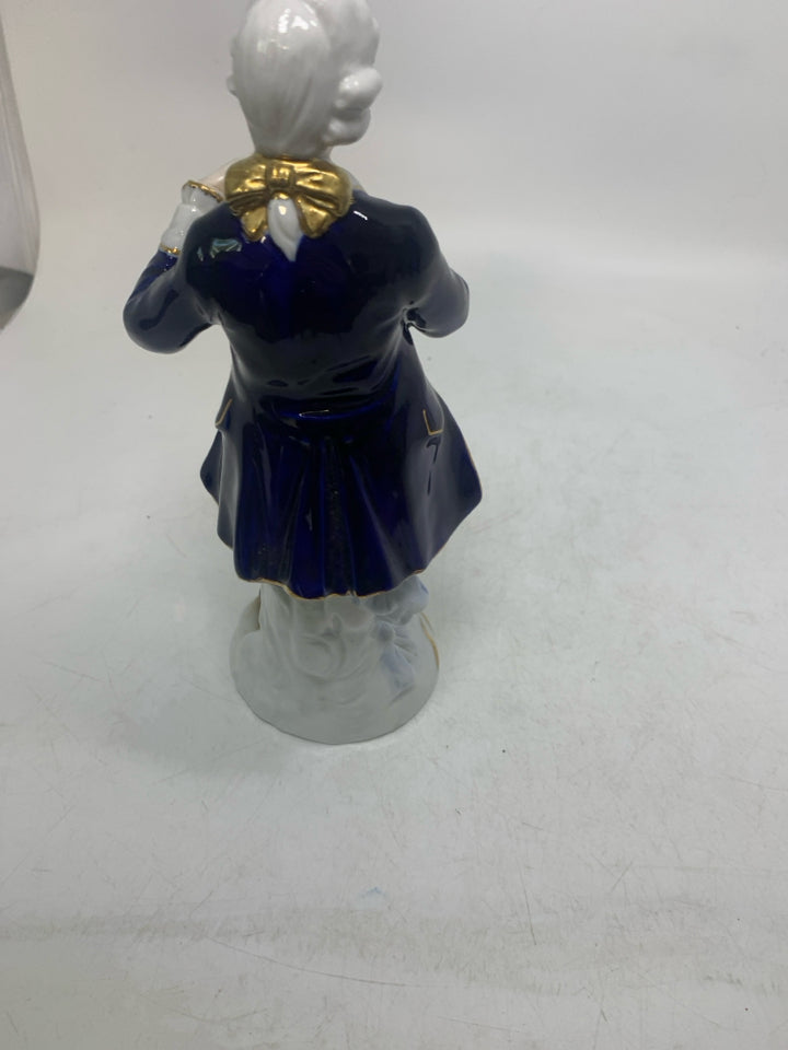 VICTORIAN MAN W/ COBALT BLUE COAT FIGURINE.