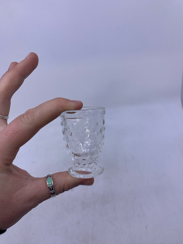 FOOTED HOBNAIL CLEAR GLASS TOOTHPICK HOLDER.