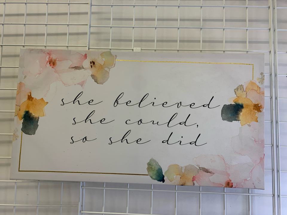 SHE BELIEVED CANVAS WALL ART.