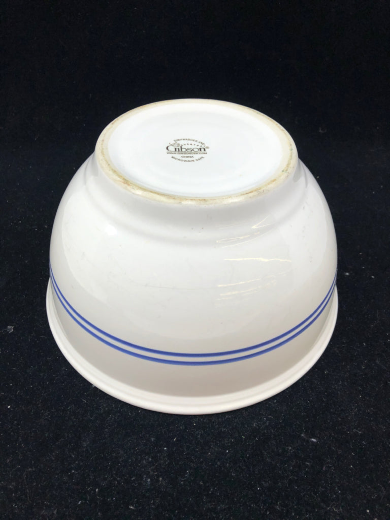 GIBSON CERAMIC MIXING BOWL, BLUE STRIPE.