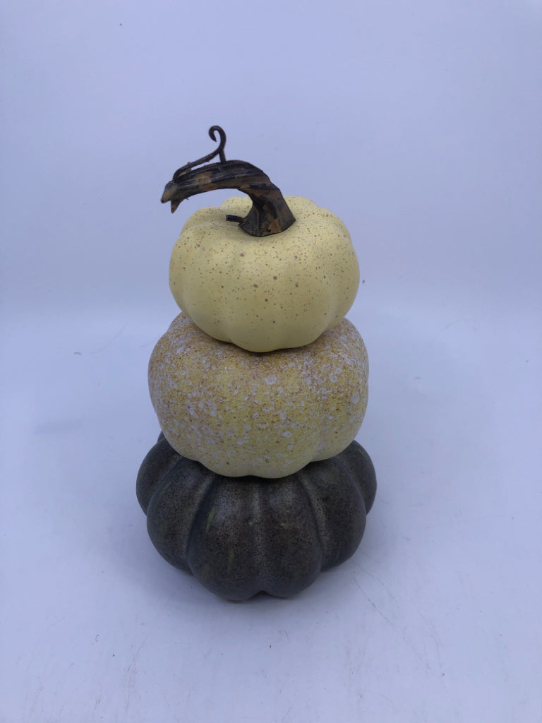 3 STACKING FAUX PUMPKINS.