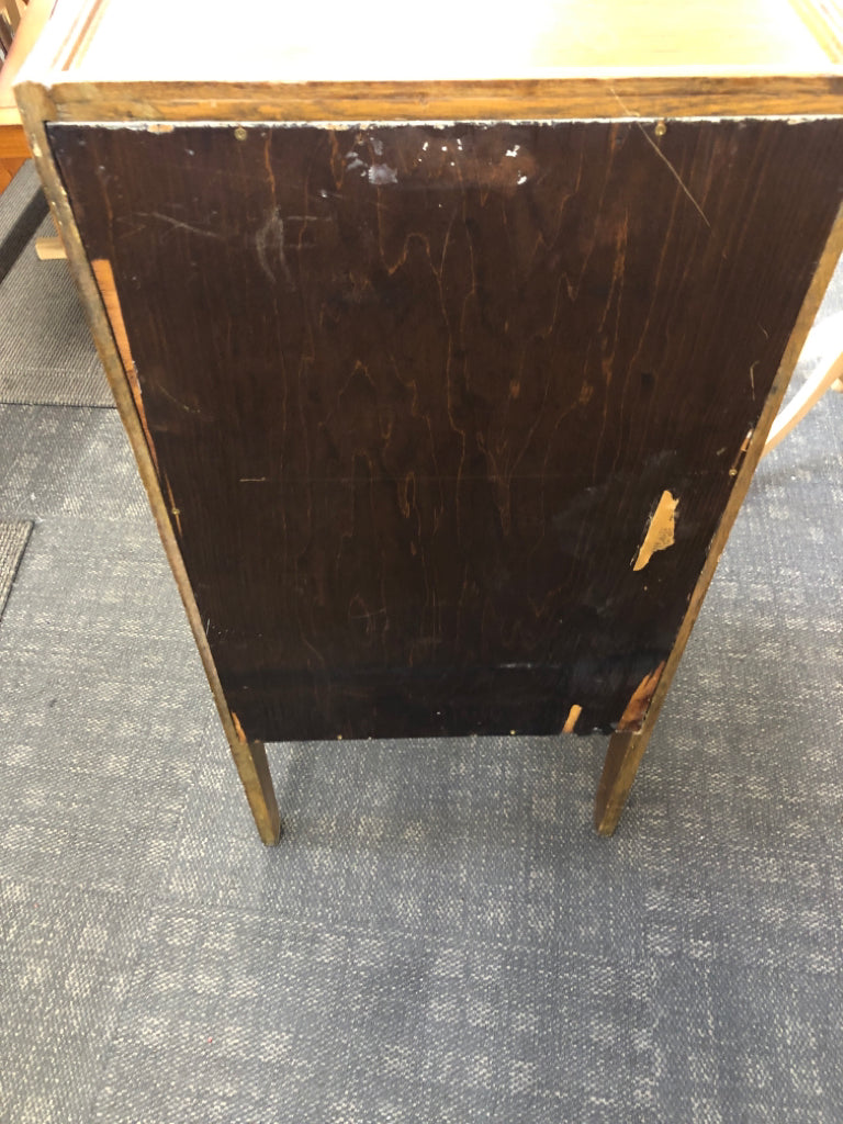 VTG WOOD PAPER/ VINYL FILE CABINET 6 SLOT.