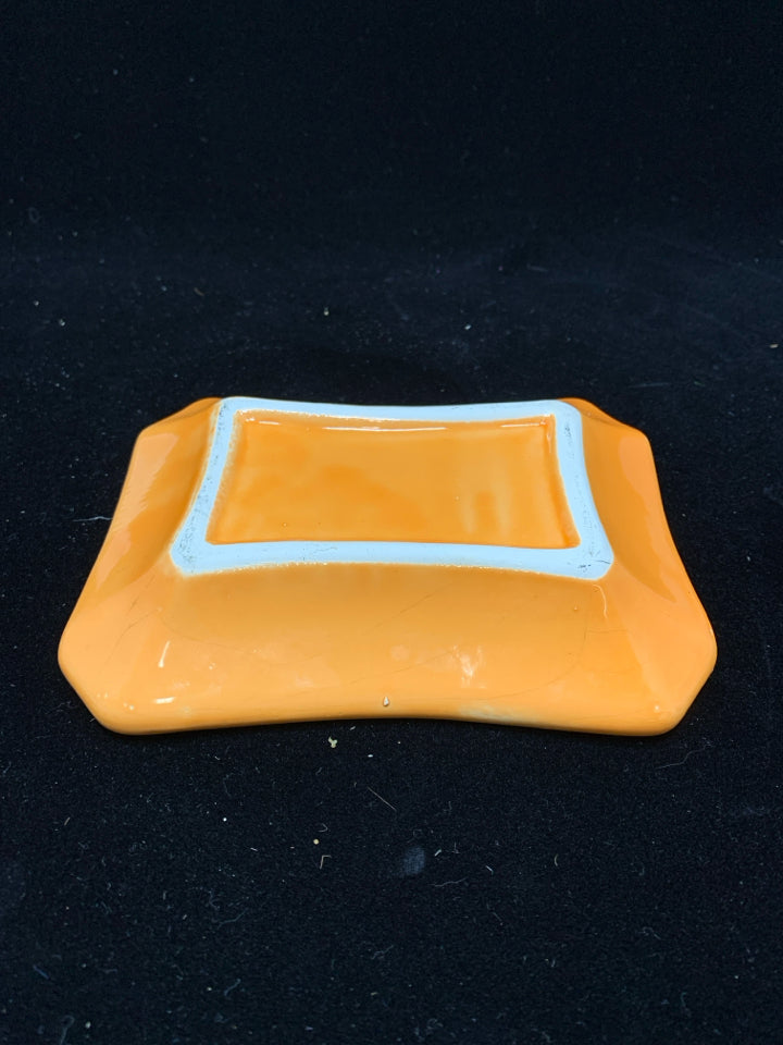 ORANGE CERAMIC SOAP DISH.