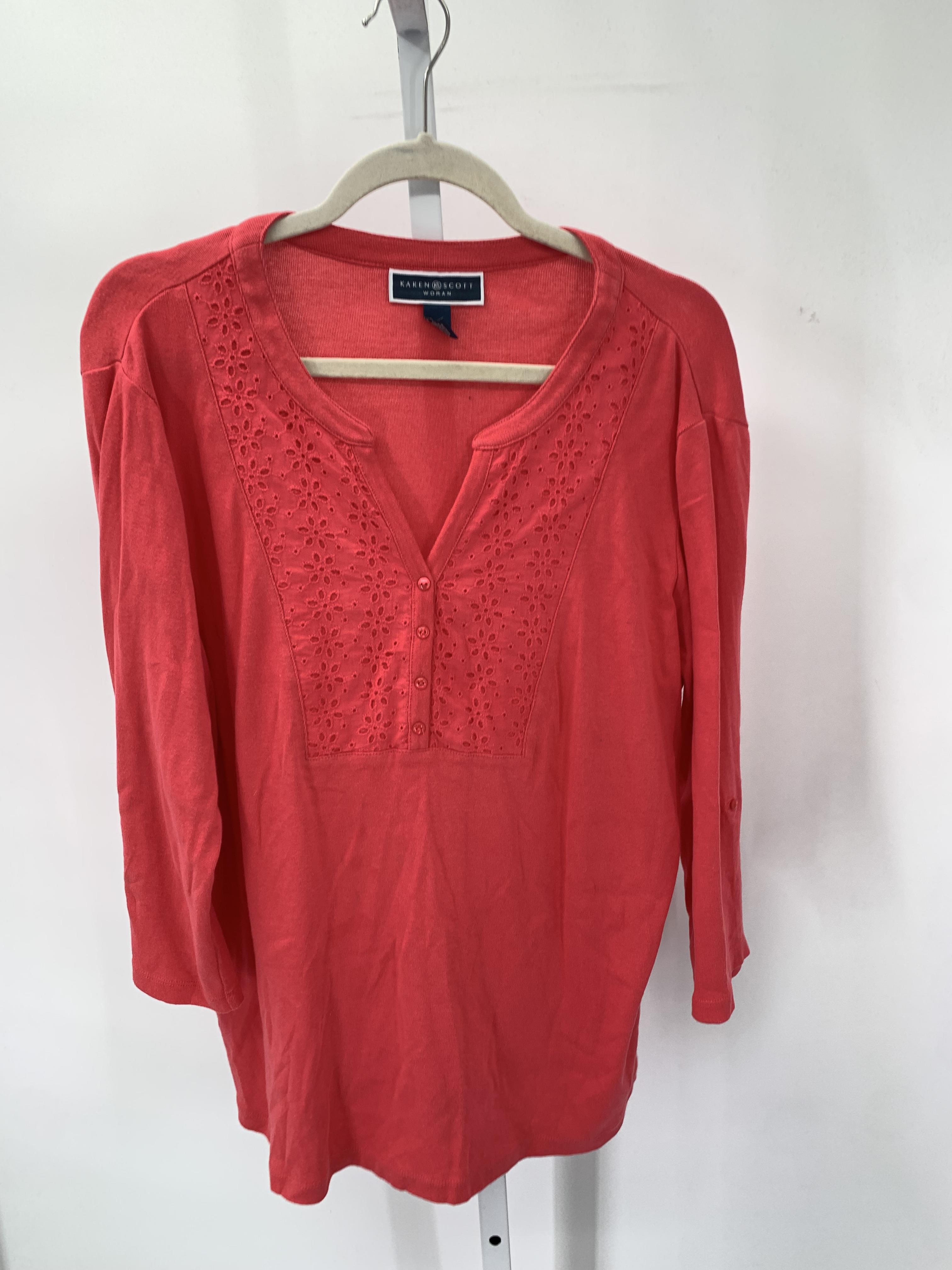 Karen Scott Size 1X Womens 3/4 Sleeve Shirt