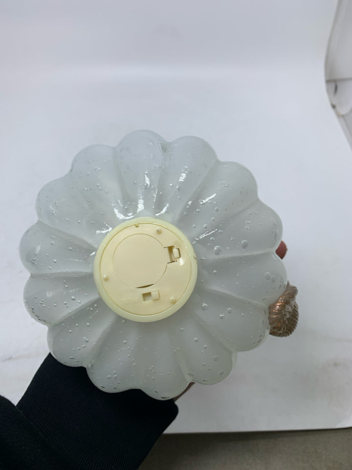 MILKY GLASS PUMPKIN W/ ROSE GOLD STEM LIGHT UP.