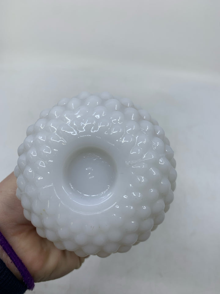 VTG LONG NECK HOBNAIL VASE.