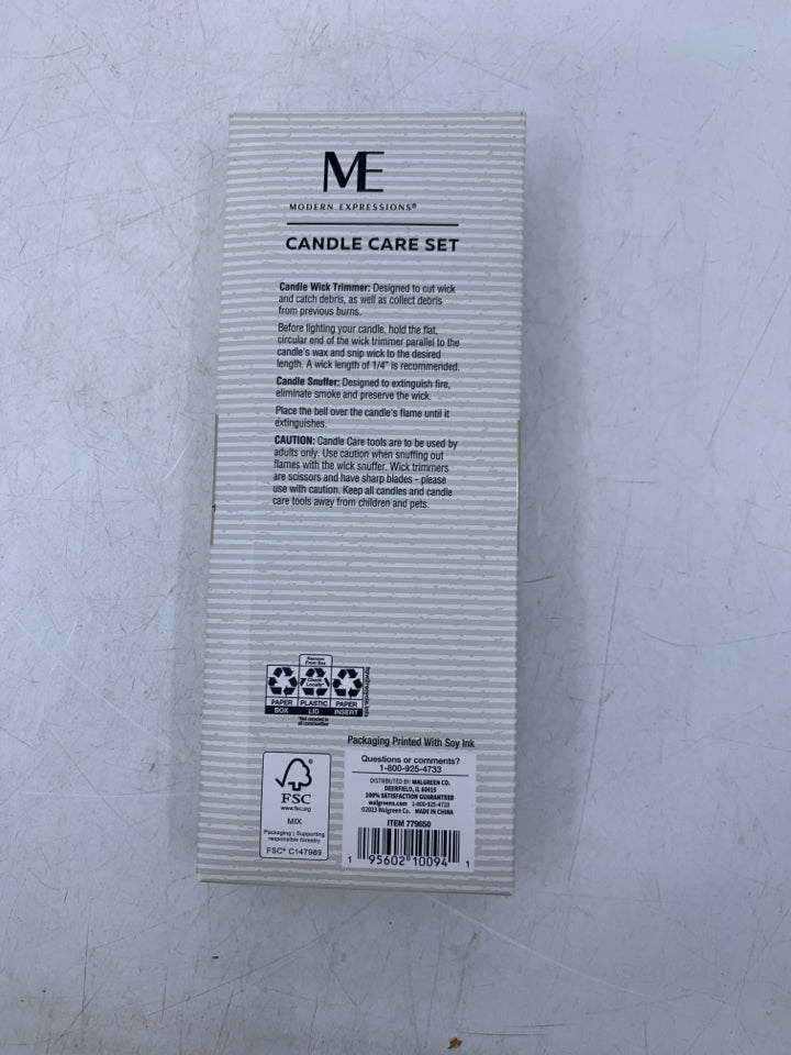 NIB 2 PC GOLD CANDLE CARE KIT.