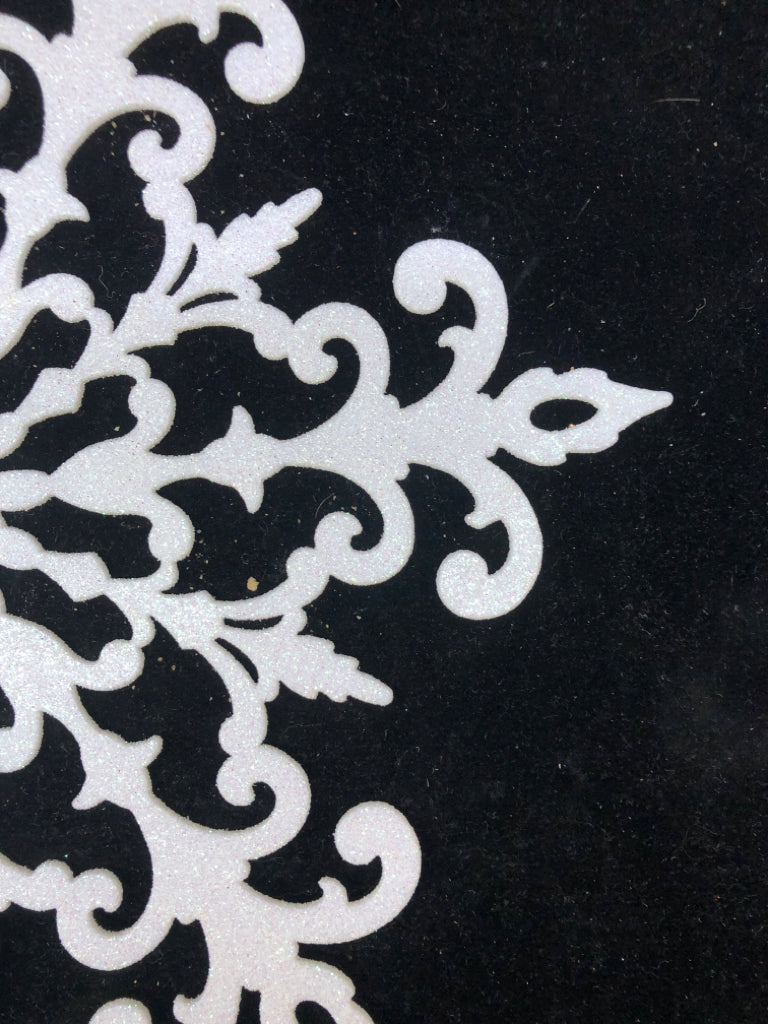 LARGE WHITE GLITTER SNOWFLAKE ORNAMENT.