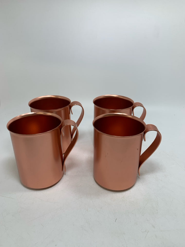 4 VTG COPPER CRAFT ALUMINUM MUGS COPPER COLOR.