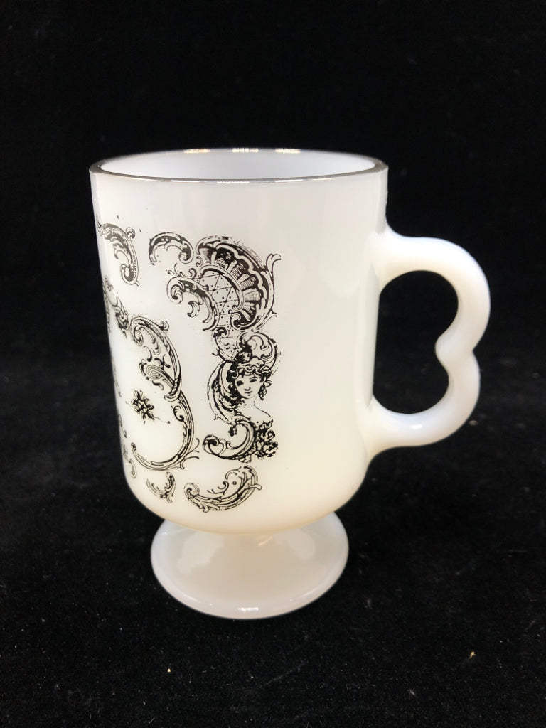 VTG MILK GLASS CHERUB LOVERS CUP.