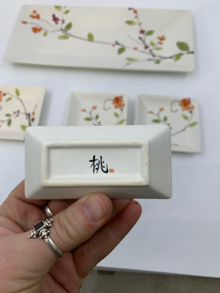 5 PC AKINA FLORAL JAPANESE SUSHI SET.