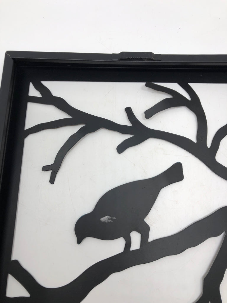 BLUE METAL BIRD WALL-HANGING.