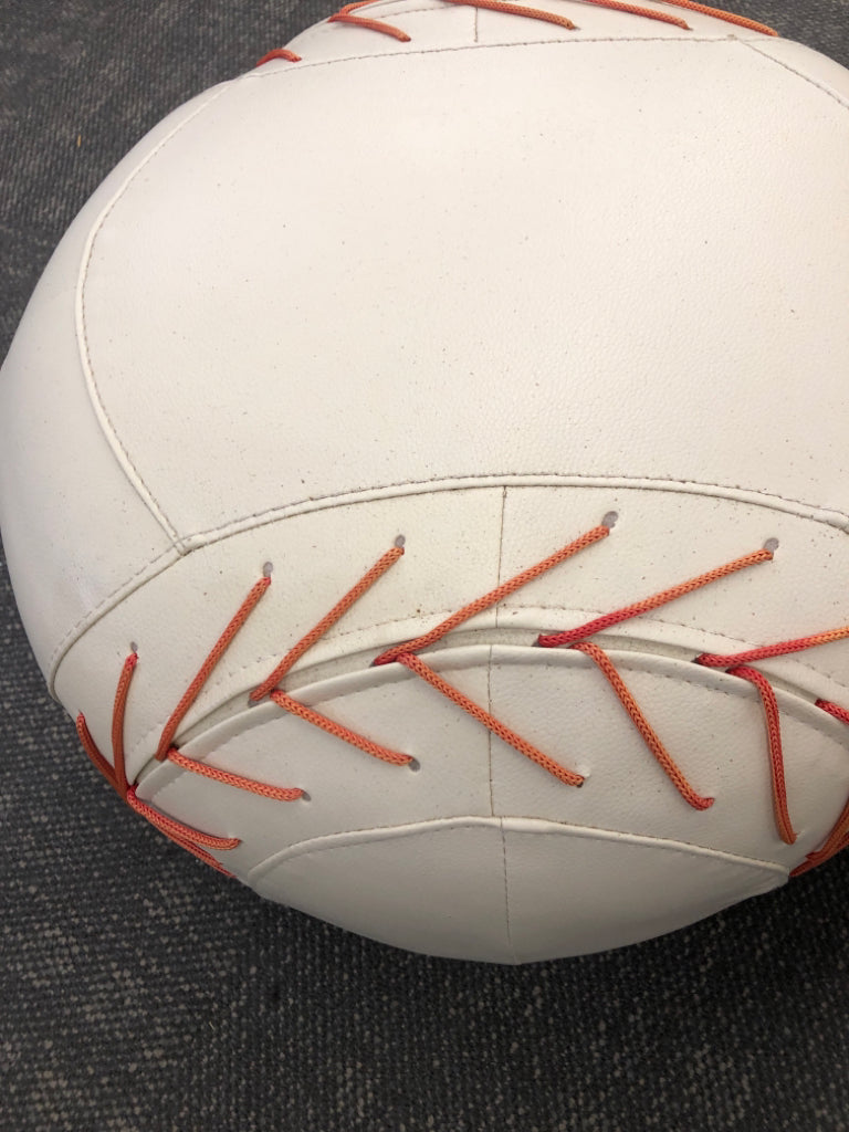 FAUX LEATHER BASEBALL SWIVEL CHAIR & OTTOMAN.