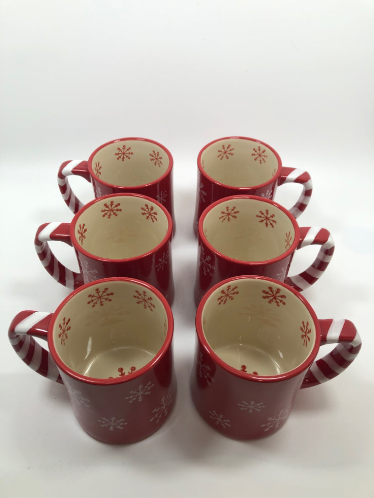 6 RED SNOWFLAKE MUGS - TEMPTATIONS.