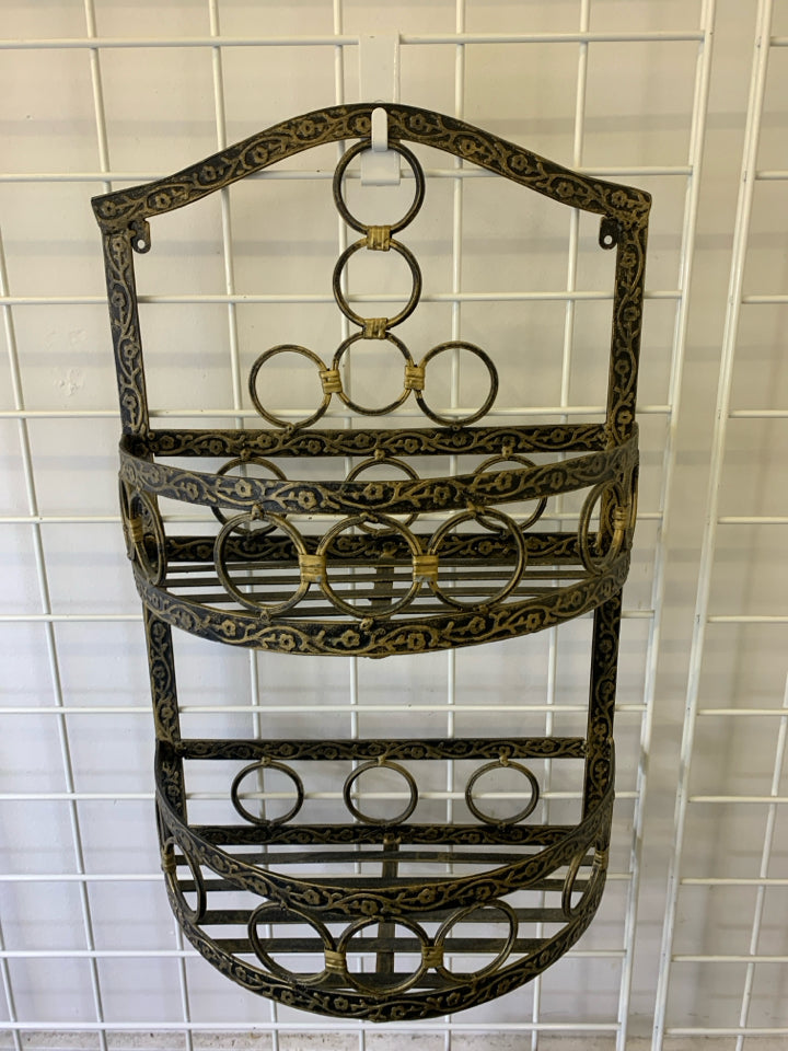 2 TIER GOLD/BLACK METAL SHELF.