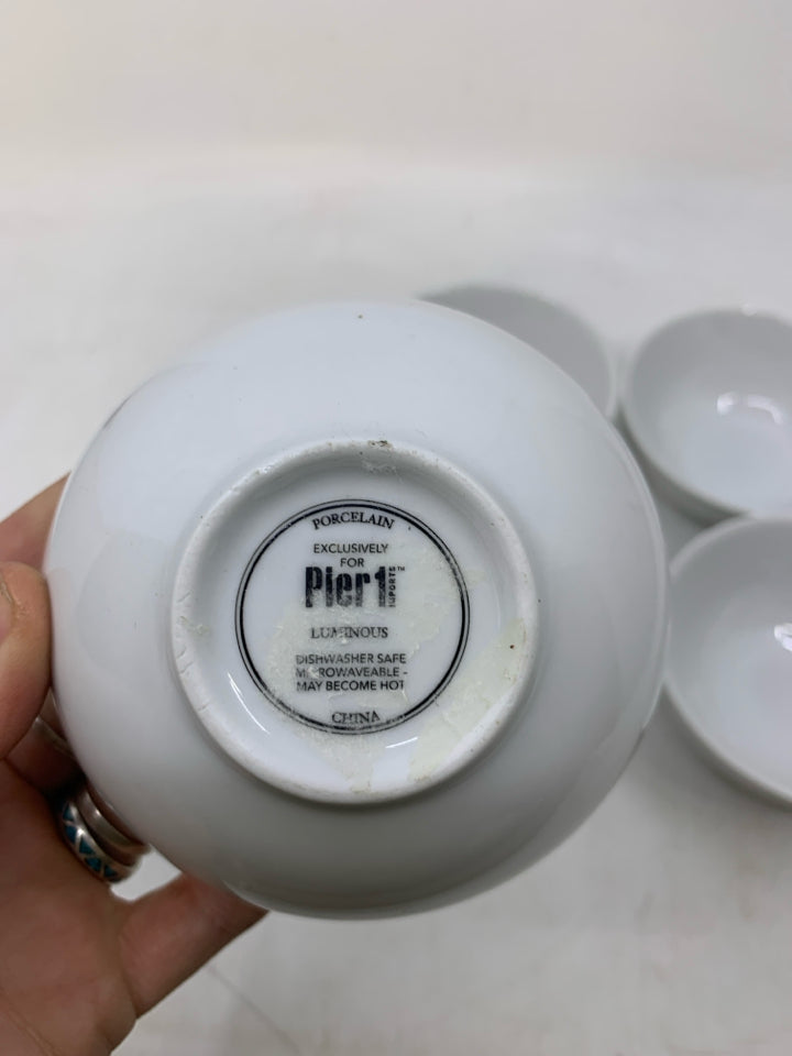 4 WHITE SPICE BOWLS.
