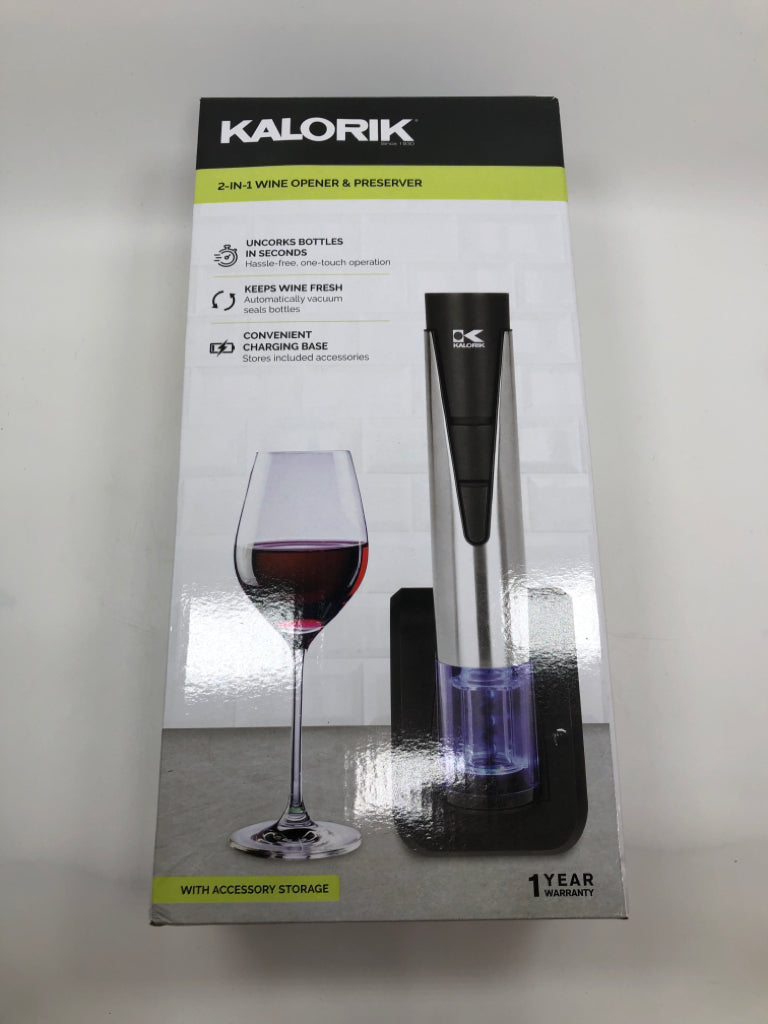 NIB KALORIK 2-1 WINE OPENER & PRESERVER.