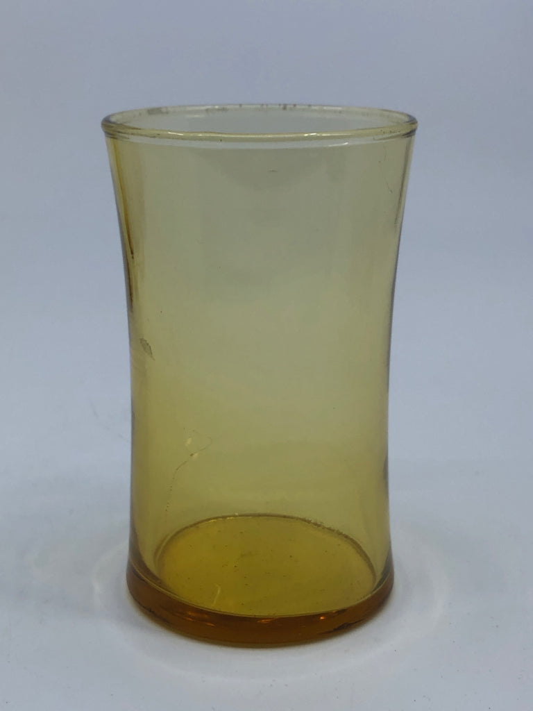 6 SMALL AMBER JUICE GLASSES.