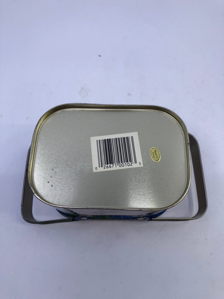 SMALL SNOWMAN TIN W DOUBLE HANDLES.