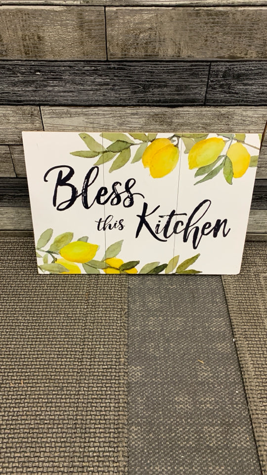 BLESS THIS KITCHEN WOOD SIGN.