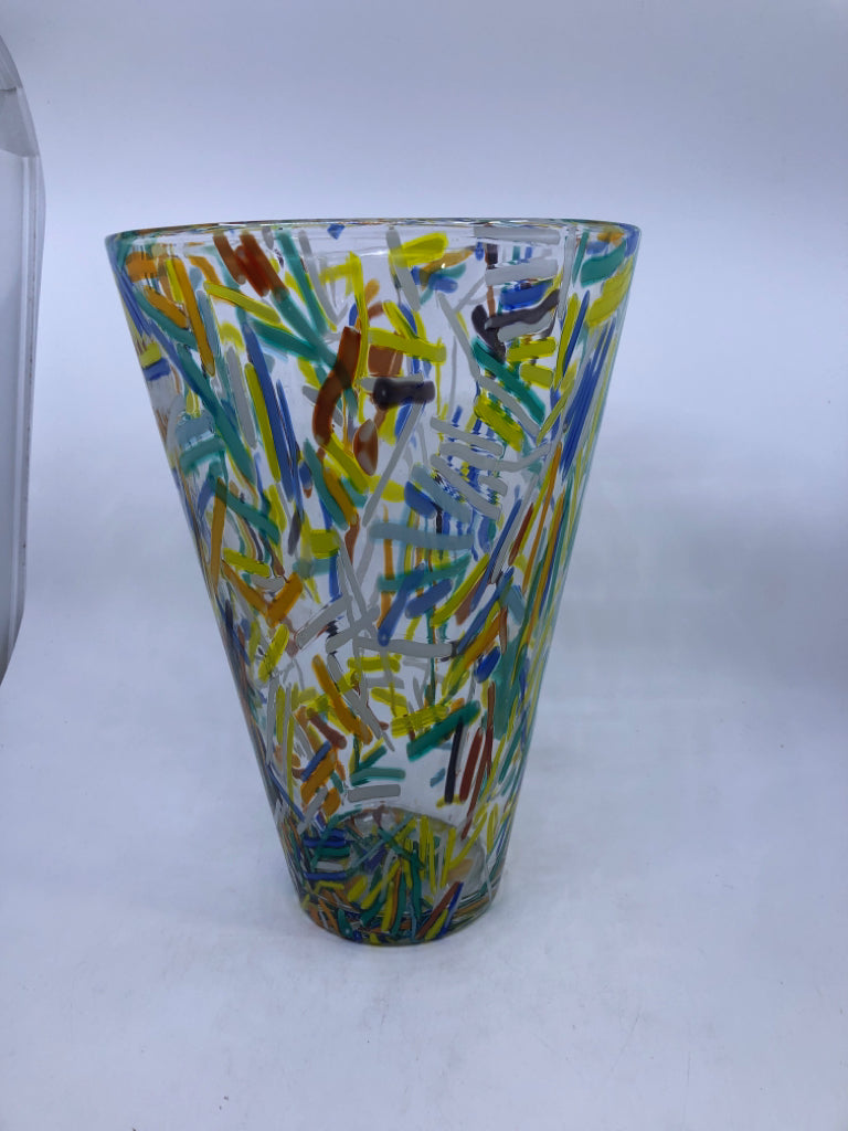 LARGE COLORED VASE SPRINKLE LOOK.