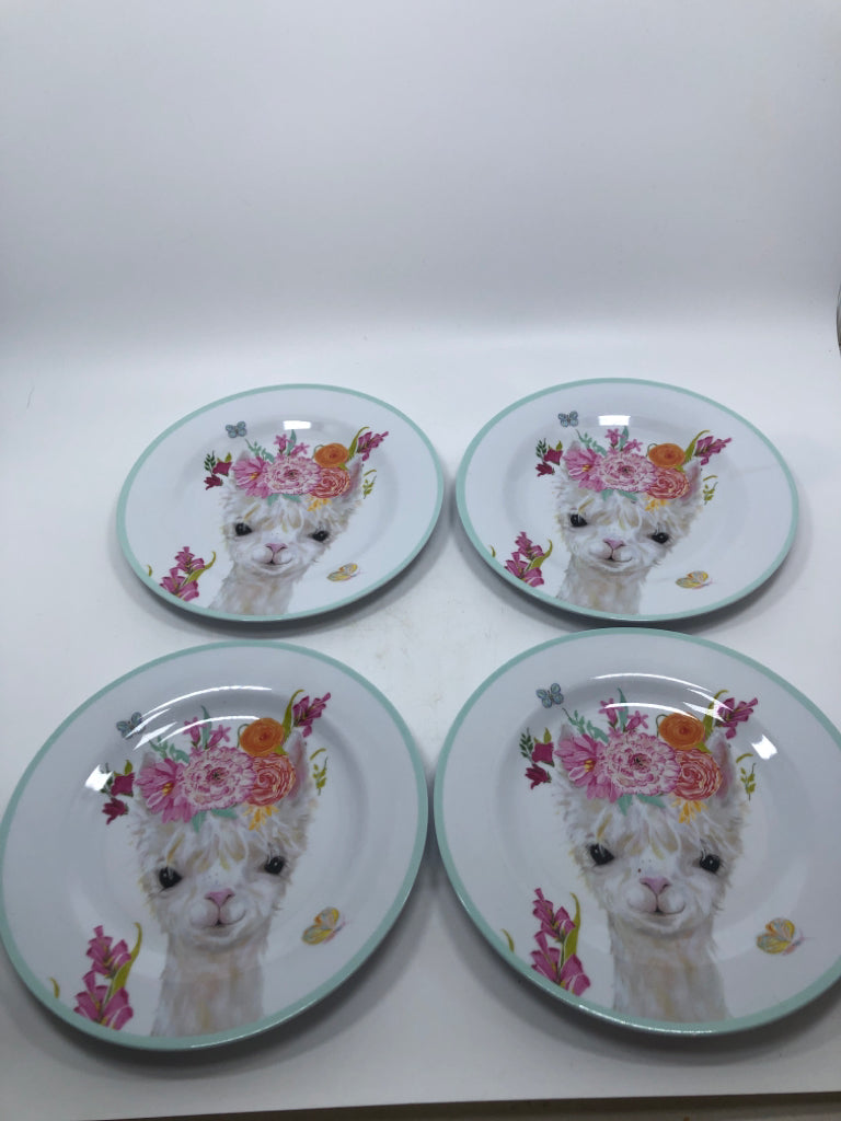 4 MELAMINE LLAMA PLATES.