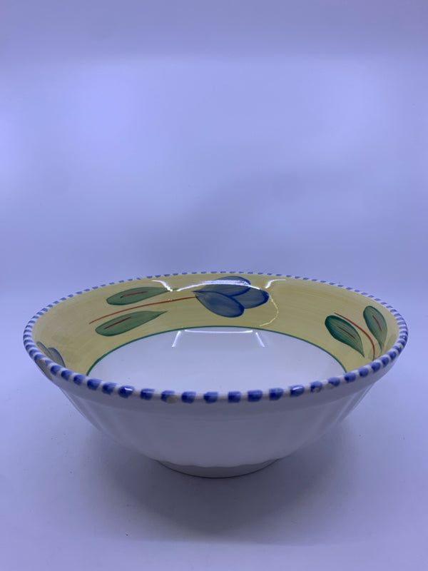 MAXAM BLUE AND YELLOW SERVING BOWL.
