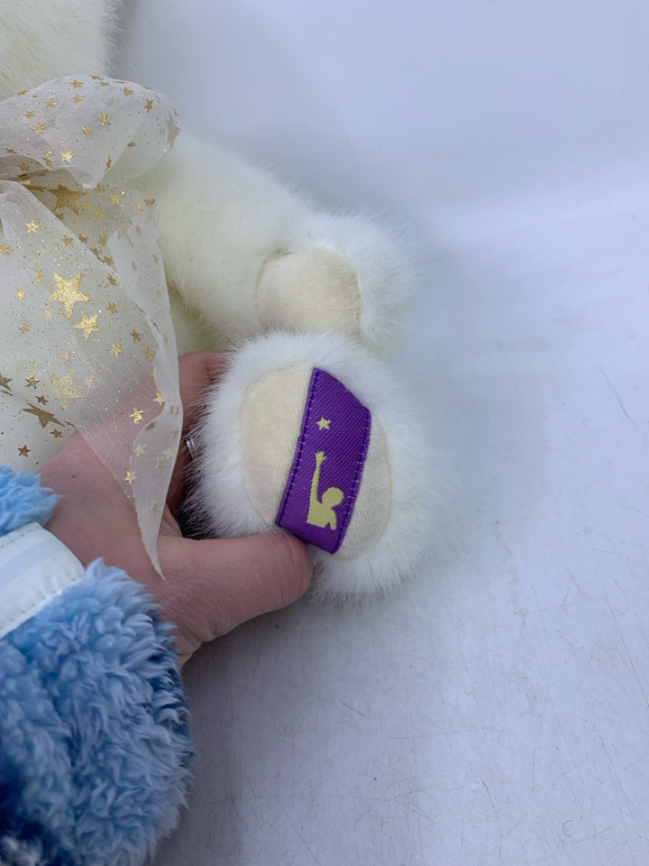 WHITE BEAR W/ SHEER STARS BOW.