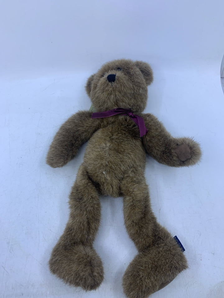 DARK BROWN BEAR W/ THIN PURPLE BOW BOYDS BEAR.