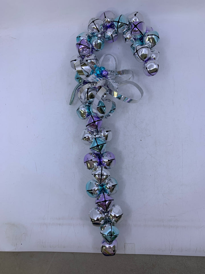 SILVER,BLUE,PURPLE CANDY CANE BELL.