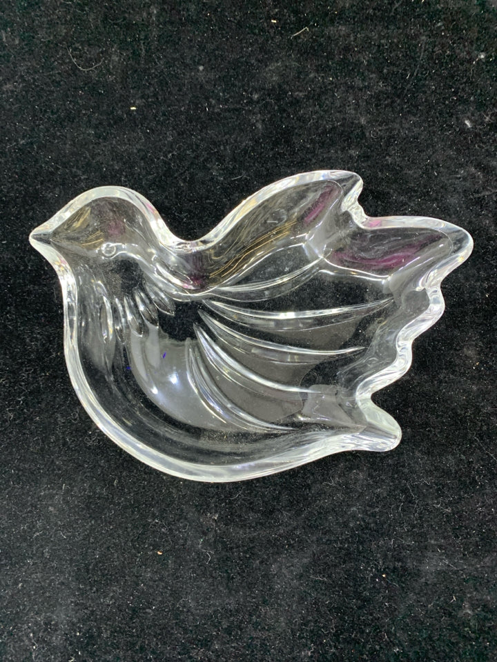 CLEAR GLASS DOVE CANDY DISH.